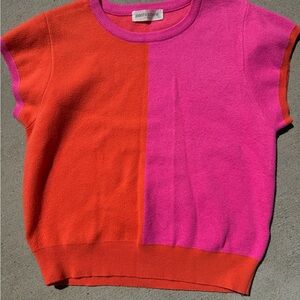 Pants Store Orange and Pink Cropped Short Sleeve Sweater